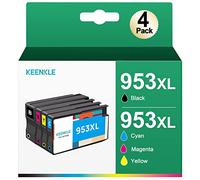 KEENKLE 953XL Pack de 4 Cartouches d'encre Compatible Remplacement pour HP 953 XL pour Officejet Pro 7740 8710 8715 8718 8719 8720 8725 8730 8740 8218 953 XL (Noir Cyan Magenta Jaune)