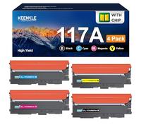KEENKLE Cartouche pour HP 117A Toner 117 A Compatible pour HP Color Laser MFP 178nw 179fnw 150nw 150a 178nwg 179fwg 178 179 150 W2070A W2071A W2072A W2073A (Noir Cyan Jaune Magenta Pack de 4)