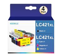 KEENKLE LC421XL Pack de 4 Cartouches d'encre Remplacement Compatible pour Brother LC421 LC 421XL pour Brother DCP-J1050DW MFC-J1010DW DCP-J1140DW (Noir, Cyan, Magenta, Jaune, 4 Pack)