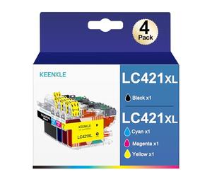 KEENKLE LC421XL Pack de 4 Cartouches d'encre Remplacement Compatible pour Brother LC421 LC 421XL pour Brother DCP-J1050DW MFC-J1010DW DCP-J1140DW (Noir, Cyan, Magenta, Jaune, 4 Pack)