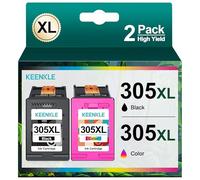 KEENKLE Lot de 2 Cartouches d'encre 305 XL 305XL compatibles avec HP 305 pour DeskJet 2700 2720 2710 DeskJet Plus 4120 4130 4110 4100 Envy 6000 6010 6020 6030