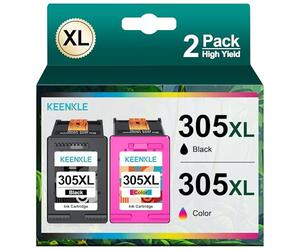 KEENKLE Lot de 2 Cartouches d'encre 305 XL 305XL compatibles avec HP 305 pour DeskJet 2700 2720 2710 DeskJet Plus 4120 4130 4110 4100 Envy 6000 6010 6020 6030