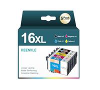 KEENKLE Lot de 5 Cartouches d'encre compatibles avec Epson 16XL Multipack 16 pour Epson WF 2630 WF-2760 WF-2660 WF-2540 WF-2750 WF-2510 WF-2530 WF-2650 WF-2010 WF-2520