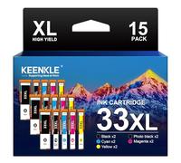 KEENKLE pour Epson 33 XL pour Expression Premium XP-540 33XL Cartouche pour Epson Expression Premium XP 540 XP 7100 XP 640 XP 530 XP 635 XP 645 XP 630 XP 900 XP-830 (15 Pack)