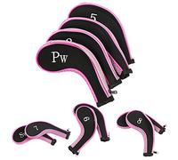 Keenso 10 pcs Club Head Cover, Néoprène Étanche Club Iron Head Couvre Putter Set Protector Case Accessoire De Golf(Rose)