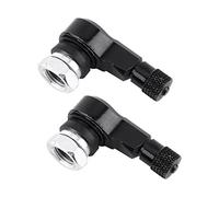 Keenso 2 pcs Adaptateur d'Extension de Valve de Pneu, Adaptateur de Couverture de Tige de Valve de Pneu de Chapeaux Pneumatique 90 Degrés en Alliage Aluminium (Black)