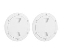 Keenso 2 Pièces Plaque de Pont Ronde Couvercle de Trappe de Bateau 4 Pouces Couvercle de Trappe d'inspection en Plastique ABS Blanc avec Joint Torique Surface Antidérapante Outil Ouvert