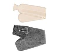 Keenso 2000 Ml de Sac D'eau à main. Explosion en Caoutchouc Bouteille D'eau Chaude en Peluche pour les Mains D'hiver sur la Taille du Cou (Noir et noir)