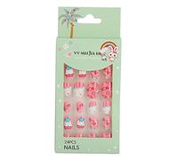 Keenso 24 Pièces Presse sur les Ongles, Motif de Dessin animé Amovible Enfants Faux Ongles pour les Filles (02)