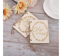 Keenso 2pcs Belle Cérémonie de Mariage les Leçons de Brochure Ed, écrivez Votre Serment, Idéal pour les Mariages/Fêtes, le Bois + la Corde de Chanvre (Type 1)
