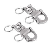 Keenso 2PCS Mousqueton Pivotant à Emerillon, Mousqueton pivotant INOX Accessoires Maillons Rapides Crochet à Ressort Rapide à Largage en Acier Inoxydable 316 pour Drisse de Voilier Bateaux