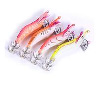 Keenso 4pcs Leurres de Crevettes, Leurres de Pêche Appâts en Plastique Lumineux de Crevettes Calmar de Gabarit Pêche Aube