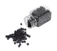 Keenso 500 Pièces de Perles D'extensions de Cheveux en Guirlandes de 5 Mm, Anneau doublé en Silicone, Micro Maillons, Perles pour Extension de Cheveux (Marron foncé)