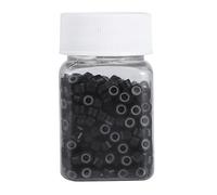 Keenso 500 Pièces de Perles D'extensions de Cheveux en Guirlandes de 5 Mm, Anneau doublé en Silicone, Micro Maillons, Perles pour Extension de Cheveux (BLACK)
