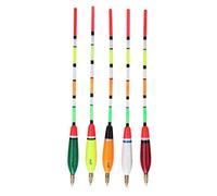 Keenso 5pcs Kit de Flotteurs de Pêche, Bobber de Pêche Multicolore en Bois de Balsa Sensible Haute Visibilité Indicateur de Piqûre de Pêche Équipement de Pêche(5+2g)