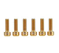 Keenso 6pcs M5 * 16mm Boulon de Tige de Bicyclette, Boulons de Potence de Vélo pour la Tige de Vélo de Montagne Fixes de Tige en Alliage de Titane TC4 (Or)