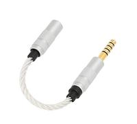 Keenso Adaptateur Casque 4,4 mm vers 3,5 mm, Câble 15 cm | Cuivre argenté, connecteurs plaqués or, gaine TPE transparente