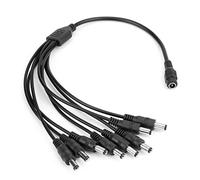 Keenso Adaptateur de Câble de Séparateur de Puissance de 1 Femelle Pratique 1 Femelle pour la Caméra CCTV Lalms de la Bande LED Black AB Matériau