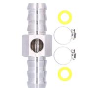 Keenso Adaptateur de Conduite de Carburant 1/2", Raccord en T en Acier Inoxydable avec Port 1/8 27 NPT pour Capteur de Pression de Carburant, Comprend 2 Colliers de Serrage et