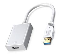 Keenso Adaptateur d'interface multimédia USB 3.0 vers HD - Transmission efficace de 5 Gbit/s pour écrans PC - Compatible avec 7, 8, 10, OS X, cuivre, PVC, 9,4 x 1,6 et 0,6 pouces (argent)