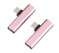 Keenso Adaptateur Type-C Chargeur Portable 3,5 mm Casque Jack Distributeur pour Moto Z Series, 2 Pièces en Alliage d'aluminium 2 en 1 Typec vers 3,5 mm Adaptateur pour Leeco La Série (Rose)