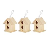 Keenso Affiche à Longue Affiche en Bois Bird House Nichette Cage, Mini Nid D'oiseau pour Divers Oiseaux, 3 Pcs Décoratifs Ornements de Maison d'oiseaux pour Jardins