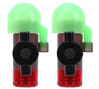 Keenso Alarme de Touche de Pêche, Lot de 2 Indicateurs de Canne à LED électroniques avec Alerte Sonore, Pile LR44 Incluse, Capteur à Pince de Lumière Rouge et Verte pour la Pêche Nocturne en Mer, sur
