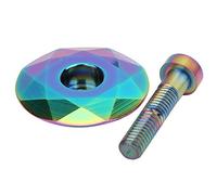 Keenso Bouchon de Tige de Casque de Vélo, 2pcs Chapeau de Casque Casque Supérieur en Aluminium pour Vélo Casque et Vis pour Casque de Vélo (Multicolore)