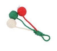Keenso Boule de Jouet de Chat de Sisal, Boule Sûre de Chat de Sisal de Laisse de Mastication pour l'usage d'intérieur (Rouge Vert Blanc