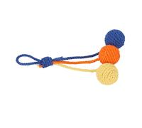 Keenso Boule de Jouet de Chat de Sisal, Boule Sûre de Chat de Sisal de Laisse de Mastication pour l'usage d'intérieur (Rouge Jaune Bleu