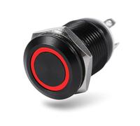 Keenso Bouton poussoir marche/arrêt LED de 12 mm, étanche, fonction de type momentané en métal à réinitialisation automatique é, 2/3 V
