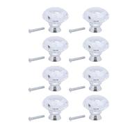 Keenso Boutons D'Armoire en Cristal de 40 Mm, Boutons de Placard en Forme de Diamant avec Vis pour Cuisine, Commode, Armoire
