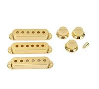 Keenso Boutons de Couvercle de Micro de Guitare, Ensembles de Boutons de tonalité en Plastique doré, 3 Pièces avec Ensemble de Commutateurs de Guitare à 6 Trous pour les Joueurs de électrique,