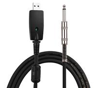 Keenso Câble Audio USB pour Guitare, Câble de Connexion de Guitare en Cuivre Pur AWG24 16 Bits 48 KHz 2,8 M Plug and Play USB Mâle à 6,35 Mm pour la Pratique de l'enregistrement Sous Windows MacOS