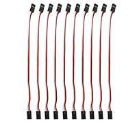 Keenso Câble d'extension servo en laiton durable pour connexion servo Futaba et JR - 10 pièces à 3 broches pour pilote d'hélicoptère d'avion - 10 câbles d'extension (200 mm femelle vers femelle)