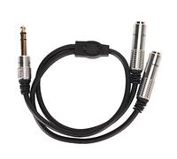 Keenso Câble Stéréo 1/4 de Pouce Câble Y Double Canal Aluminium ALLIAGE 6.35 Mm Male Plug à Dual 6.35 Mm de Port Féminin 19,7 Pouces pour les Claviers et Guitares Musicales