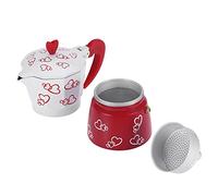 Keenso Cafetière en Aluminium Robuste pour la Maison et le Bureau avec un Matériau Réutilisable et Inodore (Coeurs rouges, soyez prudent)