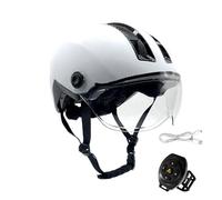 Keenso Casque de Vélo Casque de Vélo de Route Léger et Réglable avec écran LED ABS PC 56 à 61 Cm Motifs Personnalisés Pare-Brise pour Adultes Hommes Femmes Trajets équitation de Nuit (White)