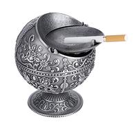 Keenso Cendrier rond noble en forme de château élégant - Boîte de rangement décorative - Matériau en alliage - Idéal pour la maison et l'hôtel (château en étain)