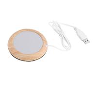 Keenso Chauffe-Tasse USB à Grain de Bois, Tapis Chauffant pour Boisson Chaude, pour la Maison, Le Bureau, Le thé et Le café (Grain de Noyer Clair)
