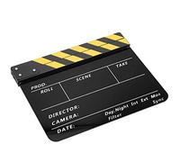 Keenso Clap en Acrylique avec Son Fort, Tableau Blanc, Marqueur, Craie, Tableau de Réalisateur, 11,8 X 9,8 Pouces, pour Cinéastes, Souvenirs de Films, Noir Blanc (Noir à Rayures Jaunes