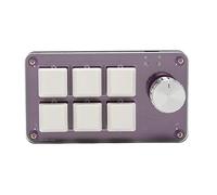 Keenso Clavier mécanique portable avec 6 touches et bouton rotatif pour jeux de bureau, clavier programmable pour concepteurs et éditeurs vidéo, interrupteur acrylique bleu (violet transparent)