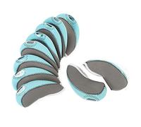 Keenso Club de Couvre-Fer, 10pcs Housse de Tête Fer Tête de Club de Couverture Irons Headcover Ball Head Cover de Protection(Gris + Bleu Clair)