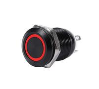 Commutateur de bouton poussoir 12mm momentané 12v LED commutateur de voiture de lumière commutateur de bouton poussoir momentané en métal sur Off Latching(rouge)