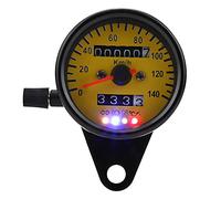 Keenso Compteur de Vitesse de Moto de 60 Mm, Jauge de Vitesse du Compteur Kilométrique de Moto avec Indicateur Noir