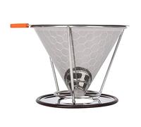 Keenso Cône de Filtre Goutteur de café Réutilisable en Acier Inoxydable, Filtration Complète pour 1 à 4 Personnes, Facile à Utiliser au Bureau et à Domicile (Modèle sur pied en nid d'abeille de 125