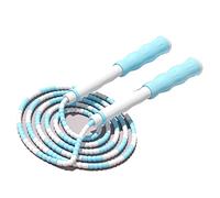 Keenso Corde à Sauter Segmentée Corde à Sauter en Plastique PP Flexible Perlée Réglable Démêlée pour Les Enfants (Bleu)
