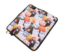 Keenso Coussin de Siège Portable, Coussin D'assise Pliable, Tapis de en Tissu Oxford épais et Imperméable avec Crochet Portable pour Camping Pique-Nique Randonnée (Style de Chat)