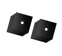 Keenso Coussinet de Protection pour Cuisinière à Gaz, 10 Pièces, Résistant aux Taches et à L'eau, Résistant à la Chaleur, pour la Cuisine Domestique, Couvercle en PTFE Réutilisable (BLACK)