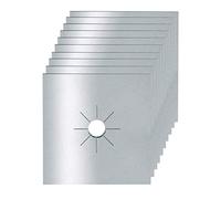 Keenso Coussinet de Protection pour Cuisinière à Gaz, 10 Pièces, Résistant aux Taches et à L'eau, Résistant à la Chaleur, pour la Cuisine Domestique, Couvercle en PTFE Réutilisable (SILVER)